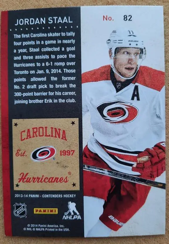 НХЛ Джордан Стаал Каролина Харрикейнз № 82 1