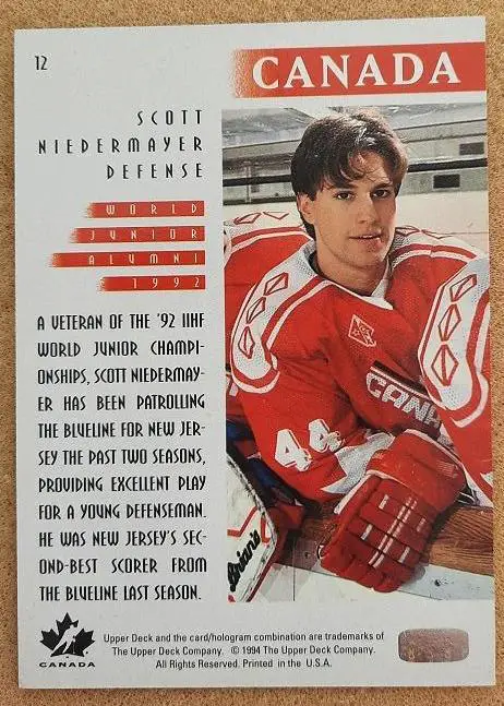 НХЛ Скотт Нидермайер Канада № 12 1