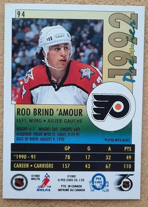 НХЛ Род Бриндамор Филадельфия Флайерз № 94 1