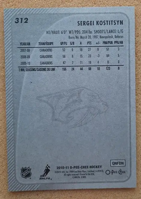 НХЛ Сергей Костицын Нэшвилл Предаторз Новополоцк Омск Казань Нижний Новгород 312 1