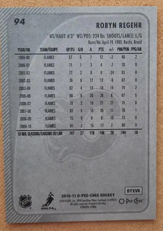 НХЛ Робин Регир Калгари Флэймз № 94 1