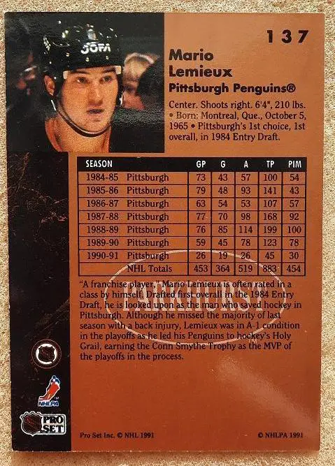 НХЛ Марио Лемье Питтсбург Пингвинз № 137 1