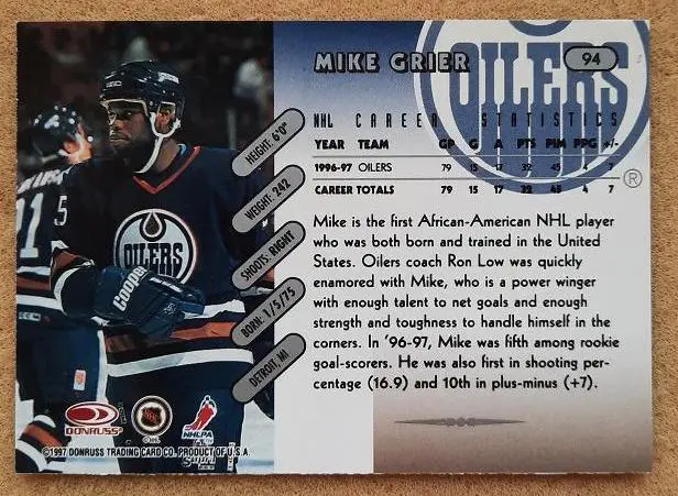 НХЛ Майк Гриер Эдмонтон Ойлерз № 94 1