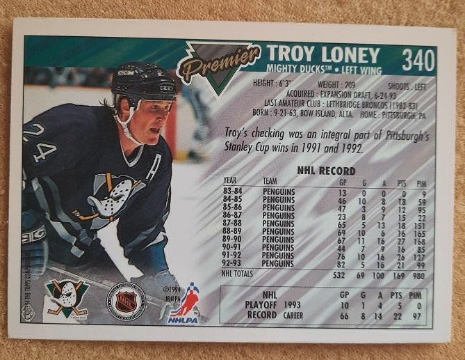 НХЛ Трой Лони Анахайм Майти Дакс № 340 1