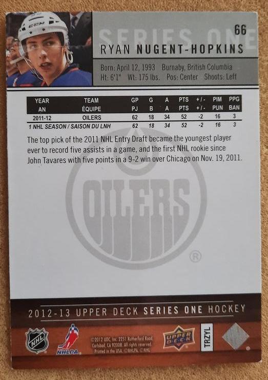 НХЛ Райан Нюджент-Хопкинс Эдмонтон Ойлерз № 66 1
