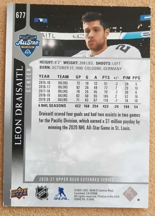 НХЛ Леон Драйзайтль Эдмонтон Ойлерз № 677 1