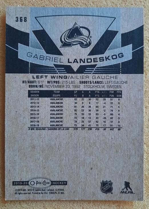 НХЛ Габриэль Ландеског Колорадо Эвеланш № 368 1