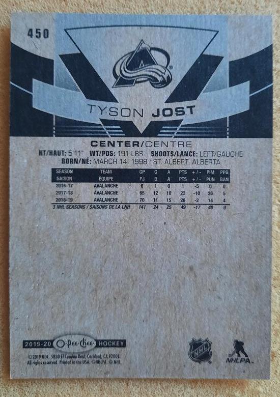 НХЛ Тайсон Джост Колорадо Эвеланш № 450 1