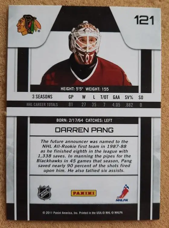 НХЛ Даррен Панг Чикаго Блэкхокс № 121 1