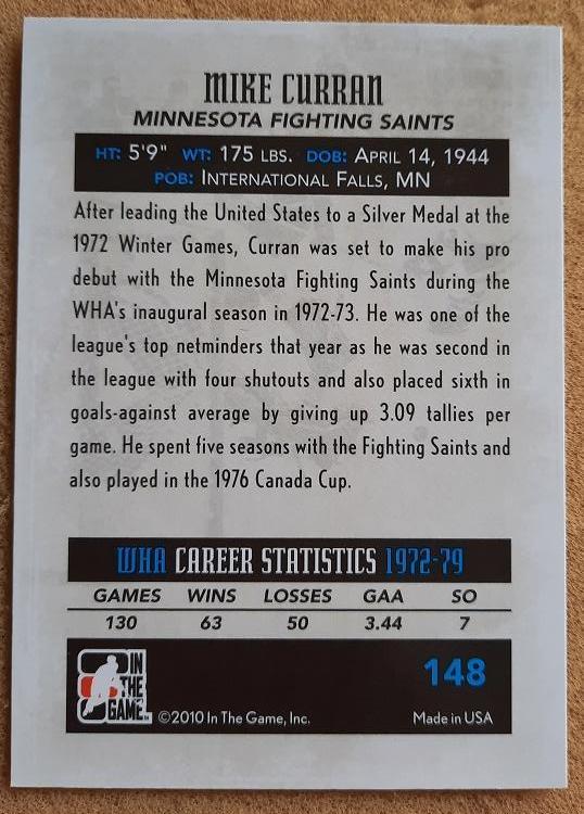 НХЛ Майк Карран Миннесота Файтинг Сэйнтс № 148 1