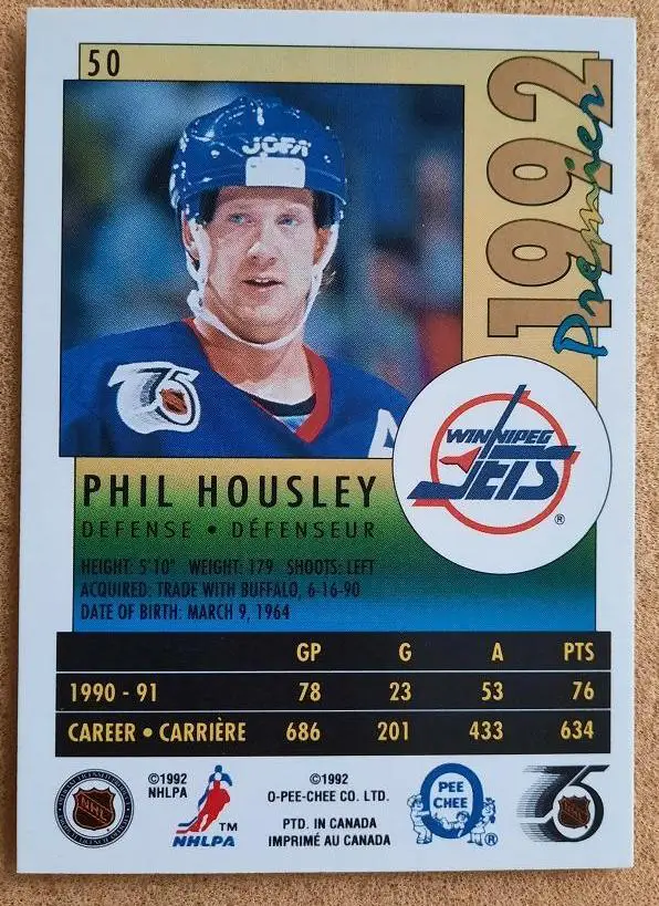 НХЛ Фил Хаусли Виннипег Джетс № 50 1