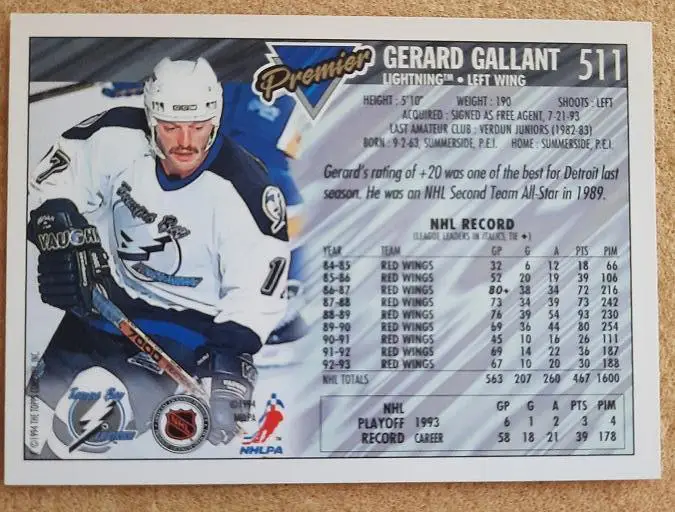 НХЛ Жерар Галлан Тампа Бэй Лайтнинг № 511 1