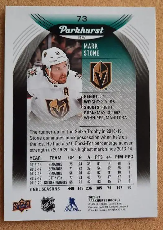 НХЛ Марк Стоун Вегас Голден Найтс № 73 1