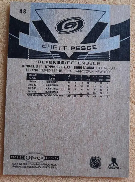 НХЛ Бретт Пеши Каролина Харрикейнз № 48 1