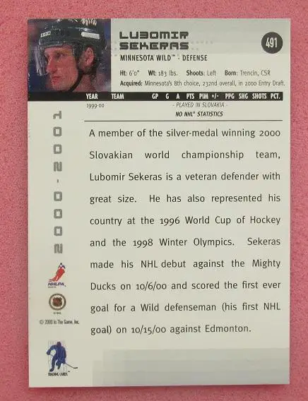 НХЛ Любомир Секераш Миннесота Уайлд № 491 1