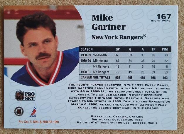 НХЛ Майк Гартнер Нью-Йорк Рейнджерс № 167 1
