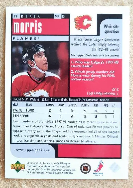 НХЛ Дерек Моррис Калгари Флэймз № 29 1
