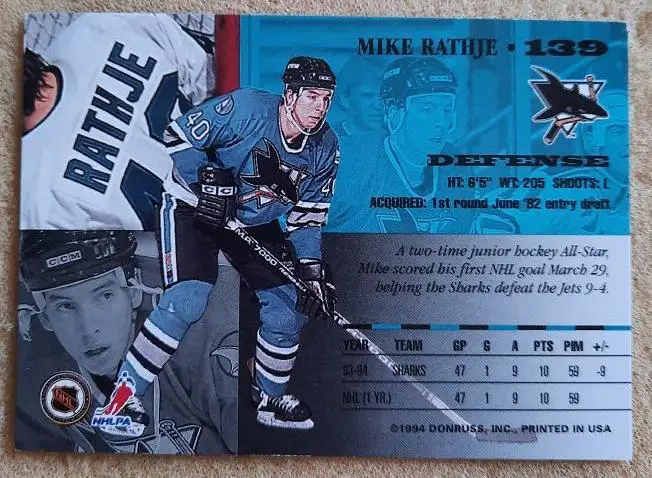 НХЛ Майк Ратье Сан-Хосе Шаркс № 139 1