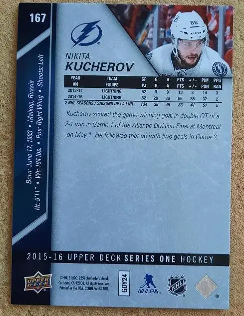 НХЛ Никита Кучеров Тампа-Бэй Лайтнинг Красная Армия Москва № 167 1