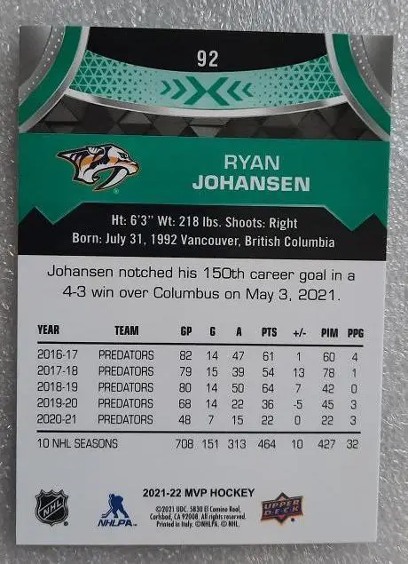 НХЛ Райан Джохансен Нэшвилл Предаторз № 92 1