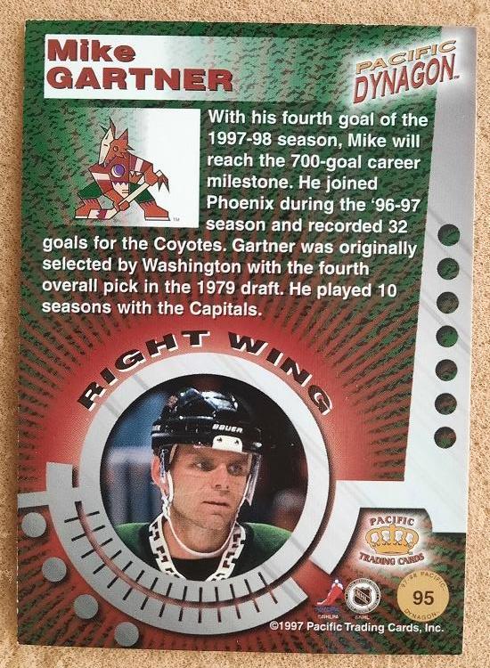 НХЛ Майк Гартнер Финикс Койотис № 95 сильвер 1