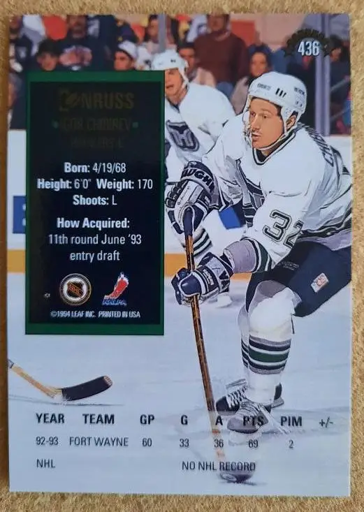 НХЛ Игорь Чибирев Хартфорд Уэйлерс Калинин ЦСКА Москва № 436 1