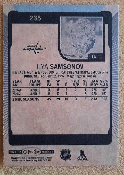 НХЛ Илья Самсонов Вашингтон Кэпиталз Магнитогорск № 235 1