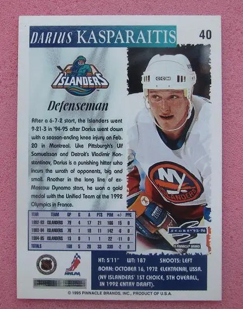 НХЛ Дарюс Каспарайтис Нью-Йорк Айлендерс Динамо Москва Казань СКА № 40 1