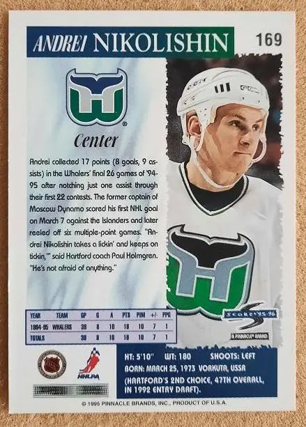 НХЛ Андрей Николишин Хартфорд Уэйлерс Динамо ЦСКА Москва Тольятти Омск СКА № 169 1
