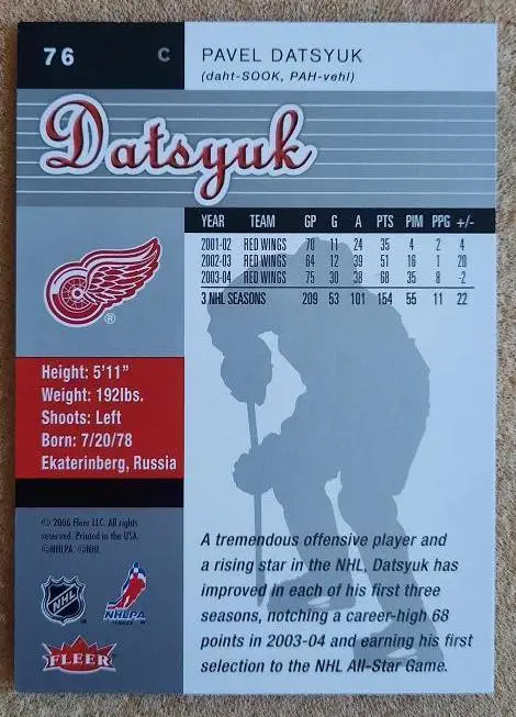 НХЛ Павел Дацюк Детройт Ред Уингз Екатеринбург Казань Динамо ЦСКА СКА № 76 1