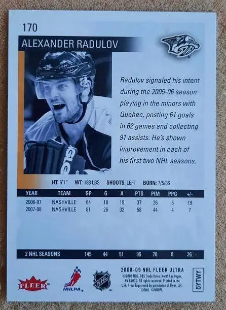 НХЛ Александр Радулов Нэшвилл Предаторз Тверь Динамо ЦСКА Москва Уфа № 170 1