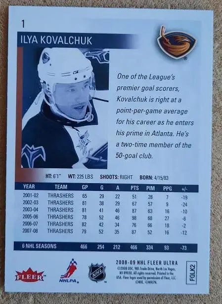 НХЛ Илья Ковальчук Атланта Трэйшерз Спартак Москва Казань Воскресенск № 1 1