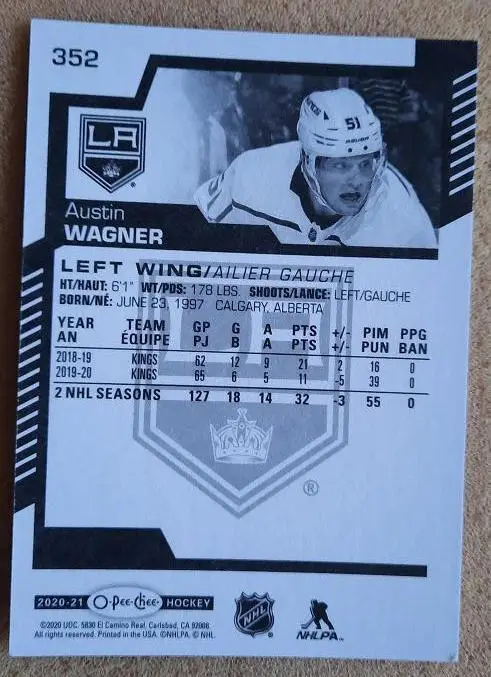 НХЛ Остин Вагнер Лос-Анжелес Кингз № 352 1