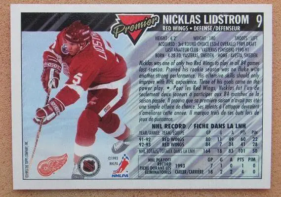 НХЛ Никлас Лидстром Детройт Ред Уингз № 9 1