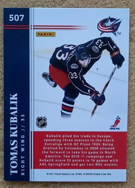 НХЛ Томаш Кубалик Коламбус Блю Джекетс № 507 1