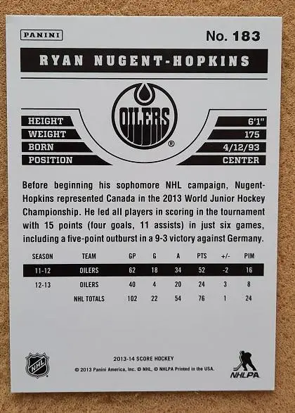 НХЛ Райан Нюджент-Хопкинс Эдмонтон Ойлерз № 183 1