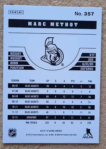 НХЛ Марк Мето Оттава Сенаторз № 357 1