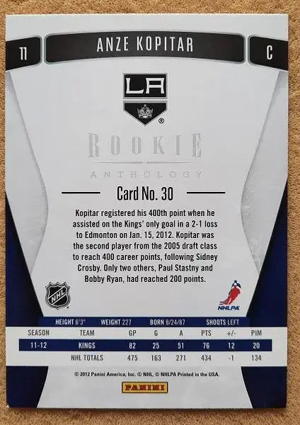 НХЛ Анже Копитар Лос-Анжелес Кингз № 30 1