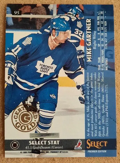 НХЛ Майк Гартнер Торонто Мэйпл Лифс № 95 голд 1