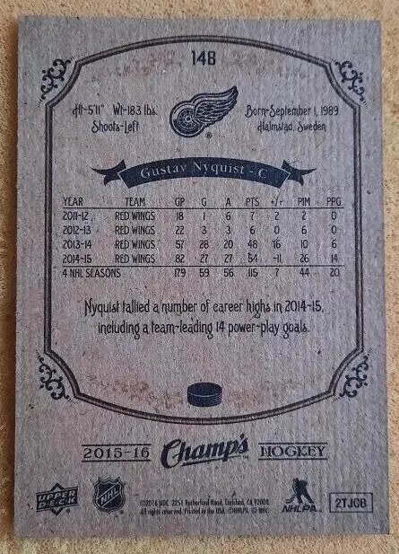 НХЛ Густав Нюквист Детройт Ред Уингз № 148 1