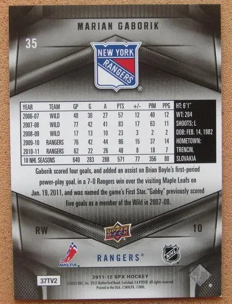 НХЛ Мариан Габорик Нью-Йорк Рейнджерс № 35 1