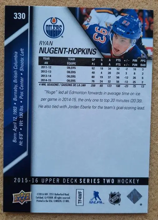 НХЛ Райан Нюджент-Хопкинс Эдмонтон Ойлерз № 330 1