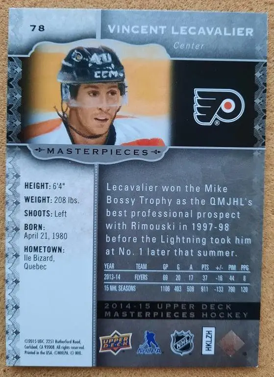 НХЛ Венсан Лекавалье Филадельфия Флайерз № 78 1