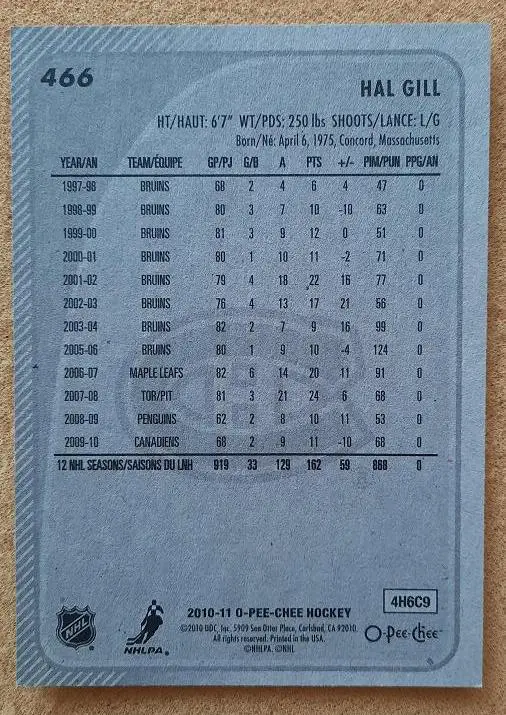 НХЛ Хэл Гилл Монреаль Канадиенс № 466 1