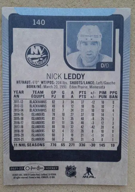НХЛ Ник Ледди Нью-Йорк Айлендерс № 140 1