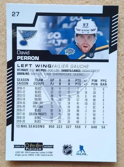НХЛ Дэвид Перрон Сент Луис Блюз № 27 1