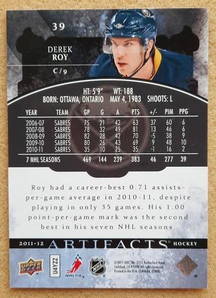НХЛ Дерек Рой Баффало Сейбрз № 39 1