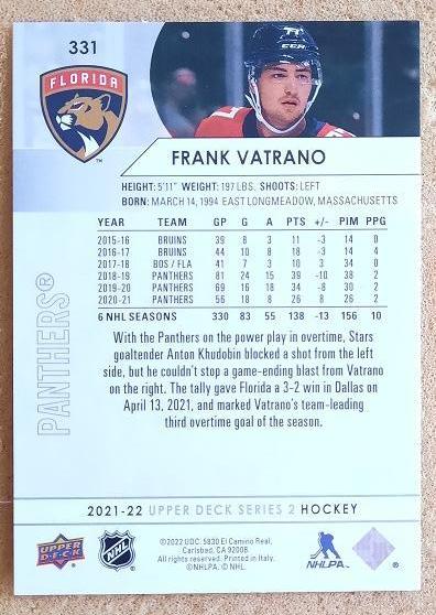 НХЛ Фрэнк Ватрано Флорида Пантерз № 331 1