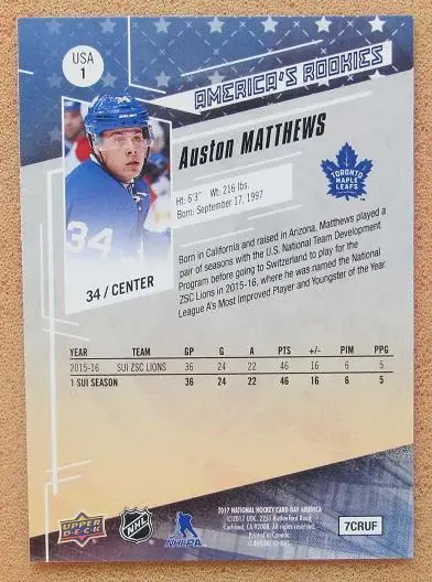 НХЛ Остон Мэттьюс Торонто Мэйпл Лифс № 1 1