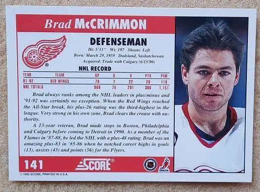 НХЛ Брэд Маккриммон Детройт Ред Уингз № 141 1